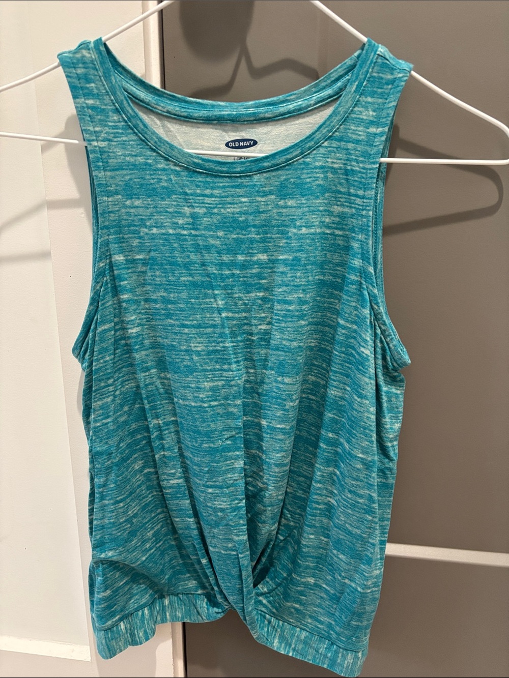 Old Navy Girls Teal Heather Twist-Front Tank Top